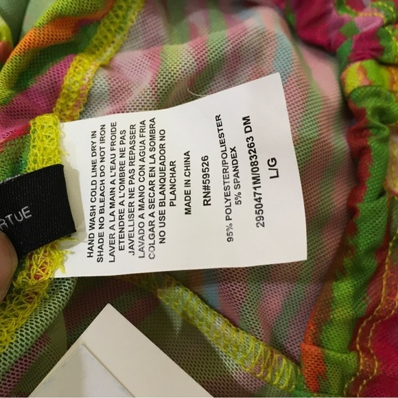 New Becca Cover Up Womens Large Green Pants High Slit Beach Swim Tassels - Picture 4 of 6